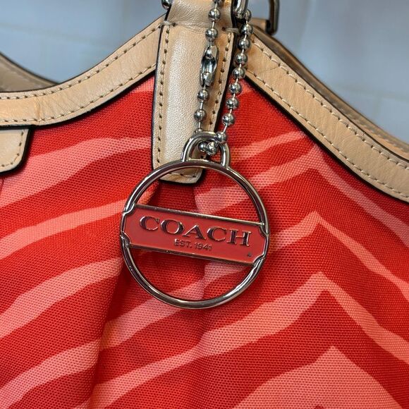 Coach Purse Handbag Tote Pocketbook Devin Exotic Stripe Zebra Print Shoulder Bag - Picture 4 of 16